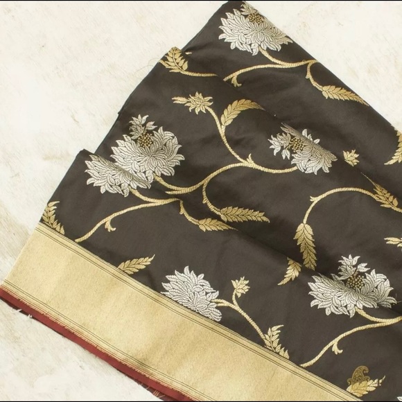 Floral Powerloom Sona Rupa Semi Silk Katan Saree With BP - Picture 5 of 6